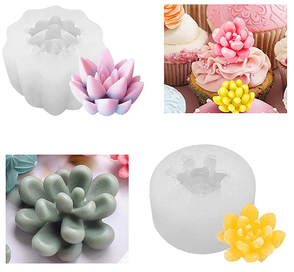 HASTHIP 2Pcs Silicone Molds for Succulent Candle, Candle Epoxy Resin Molds, Hand Casting Mould for DIY Candle Fondant Soap Chocolate Crafts HASTHIP 2Pcs Silicone Molds for Succulent Candle, Candle Epoxy Resin Molds, Hand Casting Mould for DIY Candle Fondant Soap Chocolate Crafts